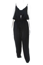 Shilla Womens Frontier Keyhole Faux Silk Jumpsuit Black Size Large 10596951