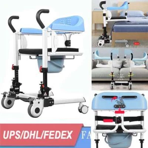 Patient Lift Transfer Wheelchair w/180° Split Seat, Tray and Bedpan,264IBv Og - Picture 1 of 20