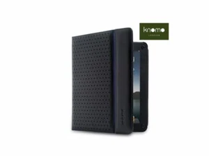Knomo Black Navy Leather Perforated iPad Folio Case for 1st Gen iPad 2010 vtg - Picture 1 of 12