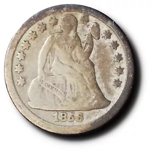 1856 Seated Liberty Dime 10C F Fine - Picture 1 of 3