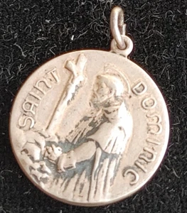 Sterling Silver - Vintage 1930-1940's St Dominic small medal #12 - Picture 1 of 4