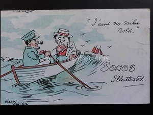 Comic Postcard: SAILOR IN ROWING BOAT "I aint no Saolor Bold" SONGS ILLUSTRATED - Picture 1 of 2