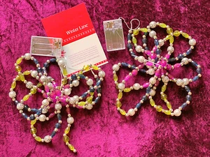 LED Winter Ln Bead Garland Battery Blue Purple Pearl Silver Two 8' Strings  New - Picture 1 of 3