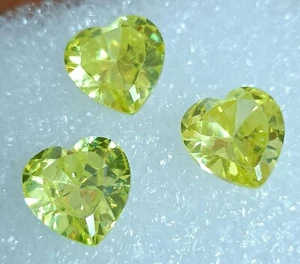 30.85 Ct Natural Cambodia Zircon Green color Heart Shape Gemstones-3 Pcs - Picture 1 of 5