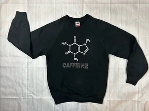 Vintage Fruit Of The Loom Caffeine Periodic Table 90s Medium USA Sweatshirt LOOK - Picture 1 of 3