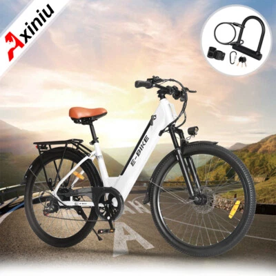 750W 26'' 36V White Electric Bike Fits Motor City Bicycle Commuter Adults E-Bike - Image 1 of 4