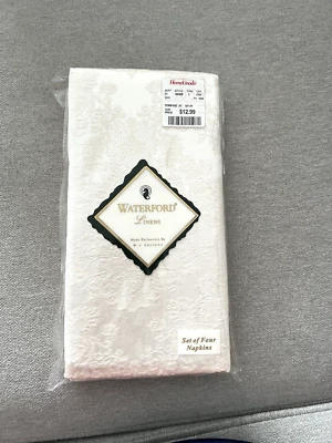 Waterford Linens Napkins Exeter Set 4 Style Ivory Color NEW Sealed Cotton/Pol - Image 1 of 4