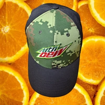 Mountain Dew 帽子迷彩黑色可调节棒球帽标志 — 第 1/4 张图片