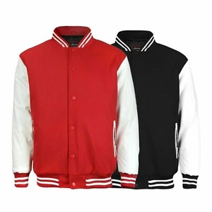 New Men's Premium Classic Snap Button Vintage Baseball Letterman Varsity Jacket - Picture 1 of 5