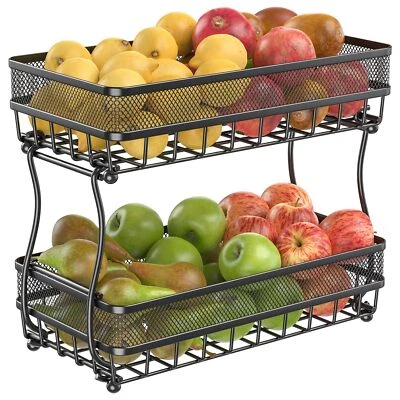 2 Tier Fruit Basket Countertop for Kitchen, Vegetable Bread Basket Fruit Bowl... - Image 1 of 4