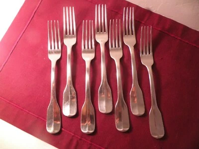 7 салатных вилок Sheffield SFC7 узор 18/10 ручка скрипки из нержавеющей стали 7 1/4 дюйма - Изображение 1 из 4