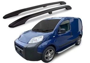 Schwarz Aluminium Dachträger Schienen Seite Stangen Passend Für Fiat qubo (2007 - Picture 1 of 4