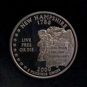 2000-S Cameo PROOF 90% SILVER "New Hampshire" STATE Washington Quarter! Free Sh. - Picture 1 of 6
