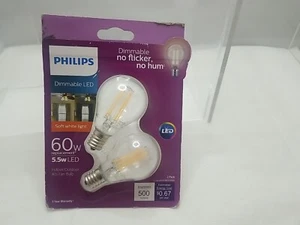 PHILIPS Dimmable LED 5.5 Watt 60W Replacement Soft White A15 Fan Bulbs 2 Pack - Picture 1 of 7
