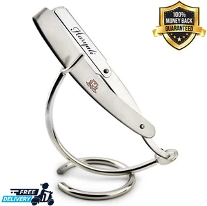 Maquinilla de afeitar de garganta de corte recto de acero inoxidable para hombres con soporte barbero herramienta de afeitadora húmeda - Imagen 1 de 6