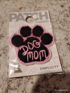 Iron On Patch Dog Mom Paw Shaped Pink And Black Can Be Put On Whatever You Want - Picture 1 of 5
