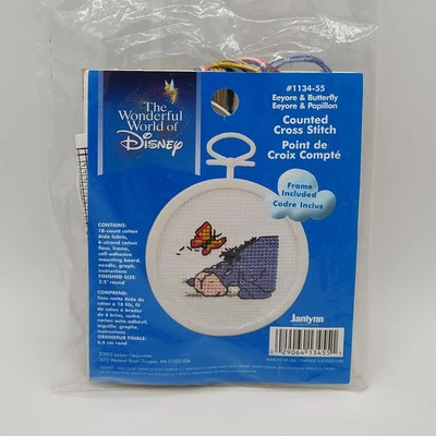 Janlynn Disney Eeyore & Butterfly Counted Cross Stitch Kit #1134-55 Frame 2.5" - Image 1 of 2