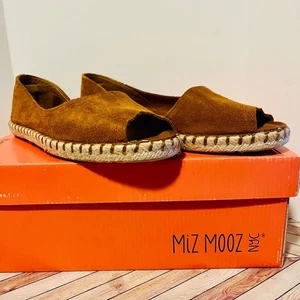Miz Mooz Cruze Wheat Suede Leather Espadrille Flats US 6,5 EU 37 Peep Toe Brown - Bild 1 von 12