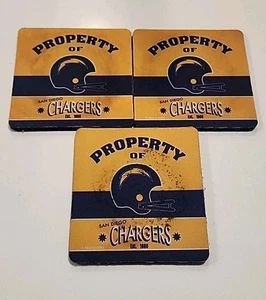Vtg 1997 SAN DIEGO CHARGERS Coasters Set of 3 Property Of Est 1960 NFL Man Cave - Picture 1 of 7