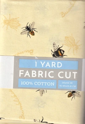 BUSY BEES - 100% Cotton - 1 Yard (36 x 44 in) - New on Card - Image 1 of 3