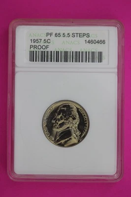 1957 PF 65 5.5  Steps Jefferson Nickel ANACS Certified Graded Authentic 1273 - Image 1 of 3