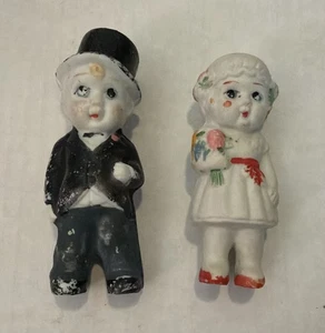 Vintage Bisque Bride & Groom Dolls Japan - B59 - Picture 1 of 6
