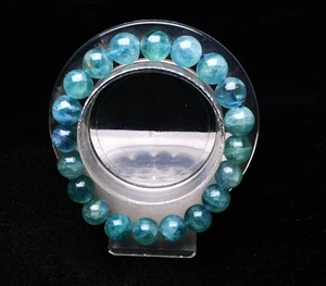 10.2mm Natural Blue Clear Fluorite Quartz Crystal Beads Bracelet AAAA - Picture 1 of 6