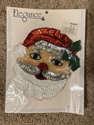 Vintage Santa Sequin Patch Sew on Appliqué Christmas - Image 1 of 4