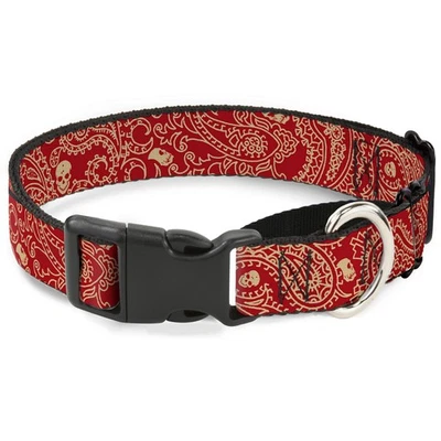Plastic Martingale Collar Bandana/Skulls Scarlet Red/Gold Medi (Importación USA) - Imagen 1 de 2