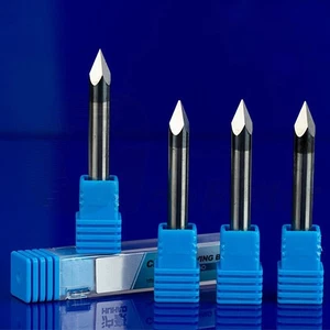 6mm Shank Solid Carbide Milling Cutter 4 Flute 45/60/90 Degree CNC Engraving Bit - Picture 1 of 20