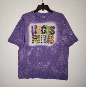 Hocus Pocus Halloween Bleach T-Shirt Purple Tie-Dye Letters Womens Size XL - Picture 1 of 4