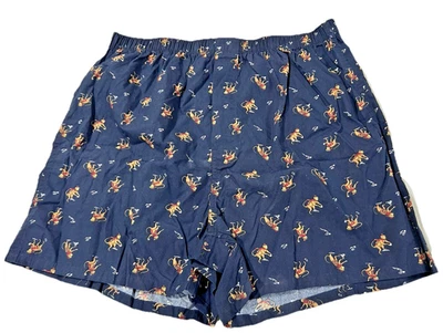 Винтажные мужские заводские боксеры GAP 100% хлопок синий с принтом обезьяна/снег размер L - Изображение 1 из 4