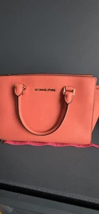 Michael Kors Selma Saffiano Papaya Leather Satchel Purse - Picture 1 of 12