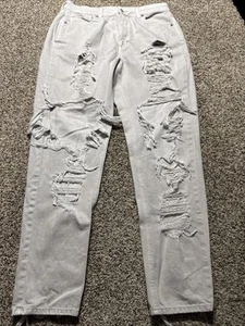 AE AMERICAN EAGLE MOM JEAN JEANS DONNA ELASTICIZZATO TAGLIA 14 X LUNGO - Foto 1 di 4