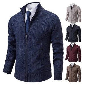 Men's Cashmere Padded Warm Knitted Sweater Coat Casual Spring Outerwear Jumper - Picture 1 of 32