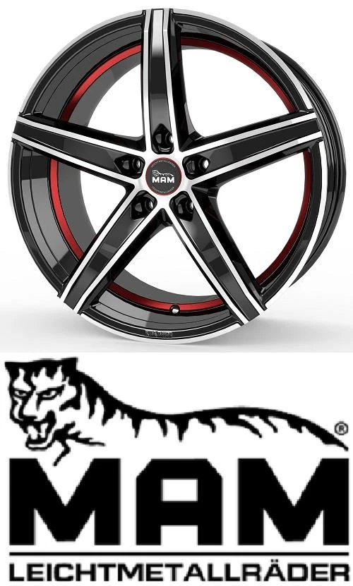 4x MAM OX-18 8,5x19 5/114,3 ET45 Black Frontpoliert Red Inside - Bild 1 von 1