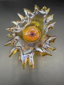 Doug Frates Studio Arte Vidrio Ámbar Iridiscente Carnaval Placa Montaje en Pared - Imagen 1 de 3