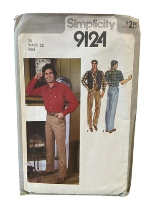 Simplicity 9124 Men's Shirt Pants Reversible Vest Size 38 Waist 32 - Image 1 of 2