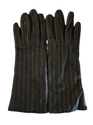Vintage Brown And Black Striped Leather Gloves - Image 1 of 3