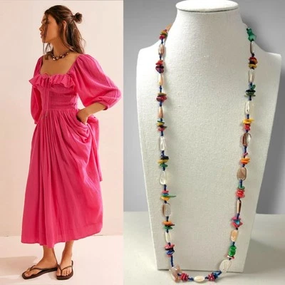 Collar Free People Ariana Ost At The Market Nuevo con Etiquetas Azul Marino Bohemio Playa Caprichoso Foto 1 de 4