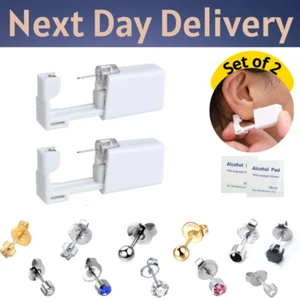 2Pcs Disposable Ear Piercing Tool Gun Earring Ear Stud Gun Kit Earing Kit set Uk - Picture 1 of 28