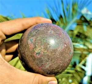 Chakra Stone Large 80MM Natural Pink Rhodonite Metaphysical Healing Sphere Ball - Picture 1 of 10