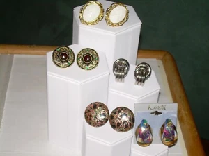 Five Complete Clip - On Earrings Lot , Vintage, Gold Tone, Silver Tone, & More - Picture 1 of 12