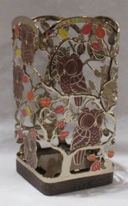 Bath & Body Works SOAP Sleeve Holder OWLS enameled fall colors on faux wood base - Picture 1 of 4