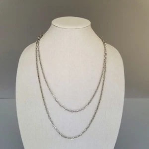 Vintage CROWN TRIFARI Silver Tone 54 inch  Figure 8 Chain Necklace - Picture 1 of 4