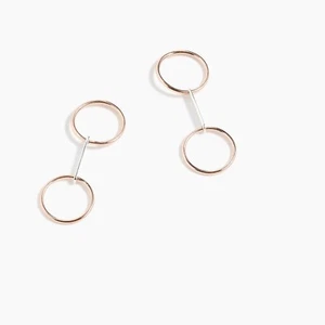 J. Crew Damen halbfeine 14k vergoldete Doppelkreis Ohrringe - gemischtes Metall - Bild 1 von 1