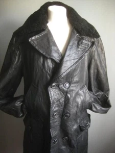 MENS LEATHER FLYING FLIGHT JACKET COAT vintage 42 44 sheepskin collar GARRETT - Picture 1 of 24