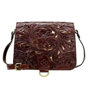 Bolso bandolera Patricia Nash British Bronceado ILINA recortado cuero trenzado nuevo con etiquetas $199 - Imagen 1 de 12