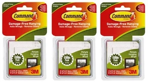 3 ea 3M Command # 17203 Damage Free Picture Hanging Mounting Strips Combo Packs - Picture 1 of 2