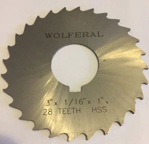 WOLFERAL HSS Side & Face Milling Cutter 3" X 1/16” X 1" Bore - Milling 28 Teeth - Picture 1 of 2